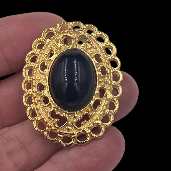 Vintage Park Lane Huge Black Lucite Clip Earrings - Picture 2 of 6